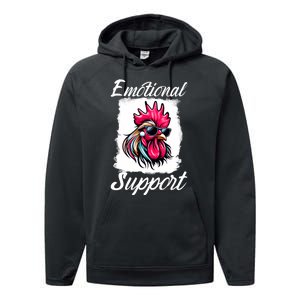 Emotional Support Chicken Cock Performance Fleece Hoodie