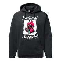 Emotional Support Chicken Cock Performance Fleece Hoodie