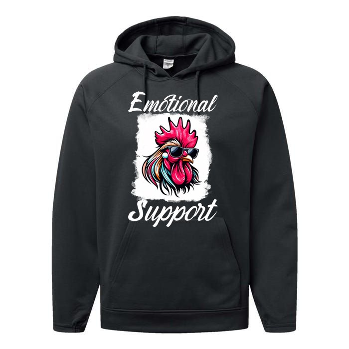 Emotional Support Chicken Cock Performance Fleece Hoodie