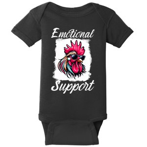 Emotional Support Chicken Cock Baby Bodysuit