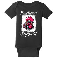 Emotional Support Chicken Cock Baby Bodysuit