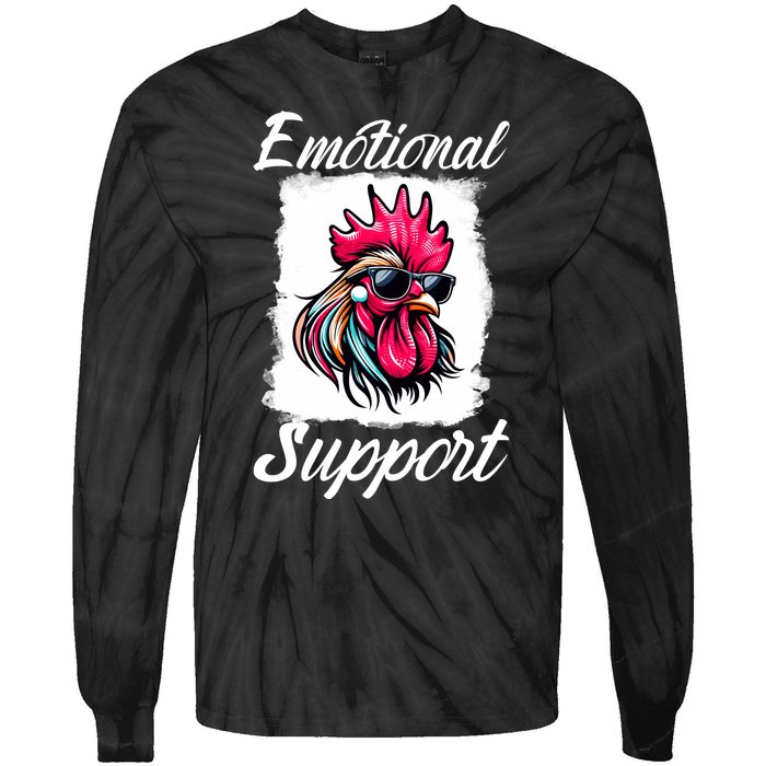 Emotional Support Chicken Cock Tie-Dye Long Sleeve Shirt