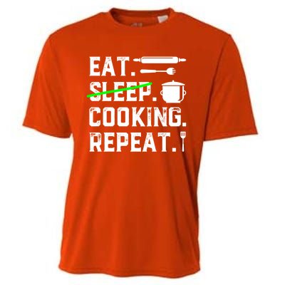 Eat Sleep Cooking Repeat No Sleep Cooking Chef Culinary Cook Gift Cooling Performance Crew T-Shirt