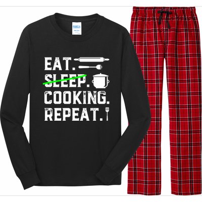 Eat Sleep Cooking Repeat No Sleep Cooking Chef Culinary Cook Gift Long Sleeve Pajama Set