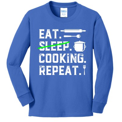 Eat Sleep Cooking Repeat No Sleep Cooking Chef Culinary Cook Gift Kids Long Sleeve Shirt