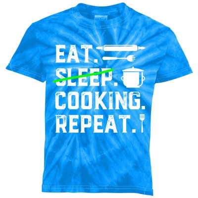 Eat Sleep Cooking Repeat No Sleep Cooking Chef Culinary Cook Gift Kids Tie-Dye T-Shirt