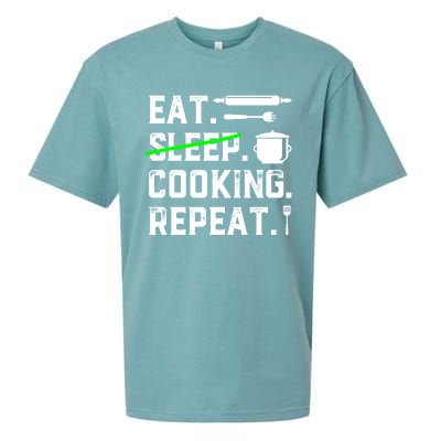 Eat Sleep Cooking Repeat No Sleep Cooking Chef Culinary Cook Gift Sueded Cloud Jersey T-Shirt