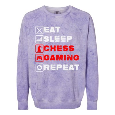 Eat Sleep Chess Gaming Repeat Funny Chess And Gaming Lover Great Gift Colorblast Crewneck Sweatshirt