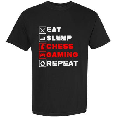 Eat Sleep Chess Gaming Repeat Funny Chess And Gaming Lover Great Gift Garment-Dyed Heavyweight T-Shirt