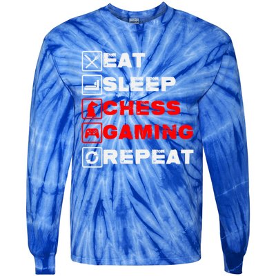 Eat Sleep Chess Gaming Repeat Funny Chess And Gaming Lover Great Gift Tie-Dye Long Sleeve Shirt