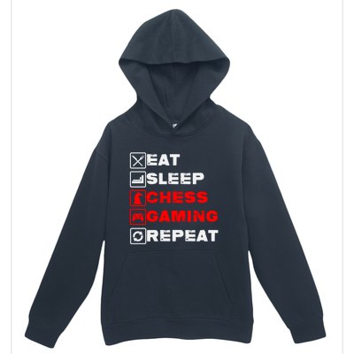 Eat Sleep Chess Gaming Repeat Funny Chess And Gaming Lover Great Gift Urban Pullover Hoodie