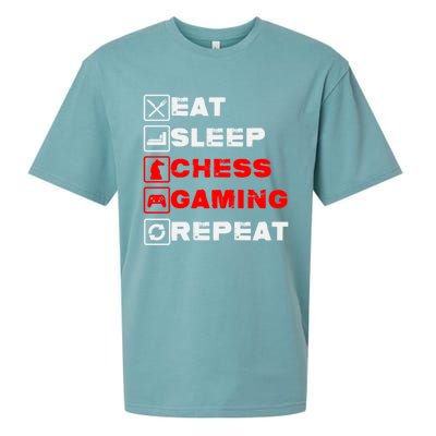 Eat Sleep Chess Gaming Repeat Funny Chess And Gaming Lover Great Gift Sueded Cloud Jersey T-Shirt