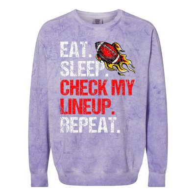 Eat Sleep Check My Lineup Repeat Fantasy Football Colorblast Crewneck Sweatshirt