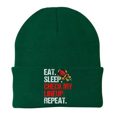 Eat Sleep Check My Lineup Repeat Fantasy Football Knit Cap Winter Beanie