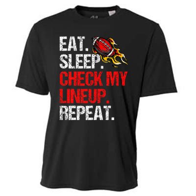 Eat Sleep Check My Lineup Repeat Fantasy Football Cooling Performance Crew T-Shirt