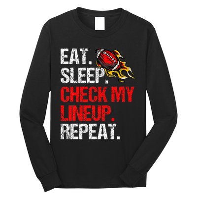 Eat Sleep Check My Lineup Repeat Fantasy Football Long Sleeve Shirt