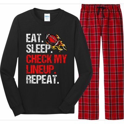 Eat Sleep Check My Lineup Repeat Fantasy Football Long Sleeve Pajama Set