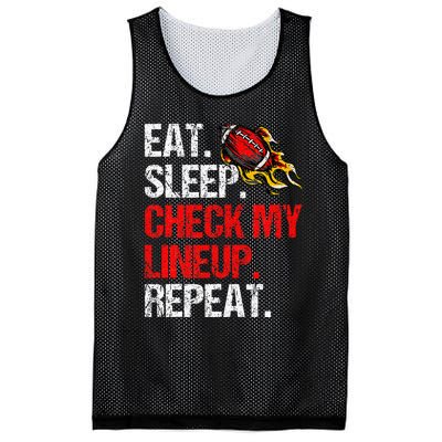 Eat Sleep Check My Lineup Repeat Fantasy Football Mesh Reversible Basketball Jersey Tank