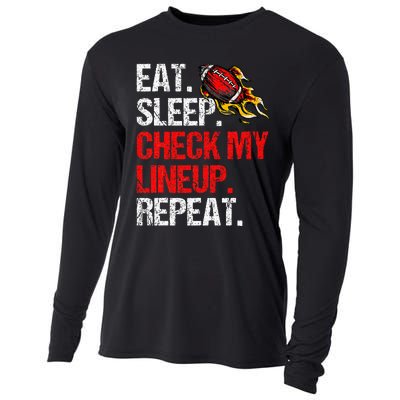 Eat Sleep Check My Lineup Repeat Fantasy Football Cooling Performance Long Sleeve Crew