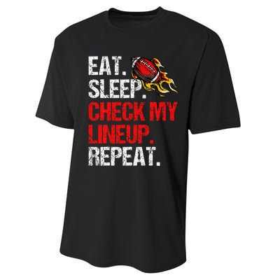 Eat Sleep Check My Lineup Repeat Fantasy Football Performance Sprint T-Shirt