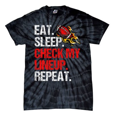 Eat Sleep Check My Lineup Repeat Fantasy Football Tie-Dye T-Shirt