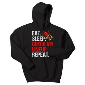 Eat Sleep Check My Lineup Repeat Fantasy Football Kids Hoodie