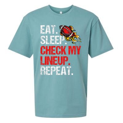 Eat Sleep Check My Lineup Repeat Fantasy Football Sueded Cloud Jersey T-Shirt