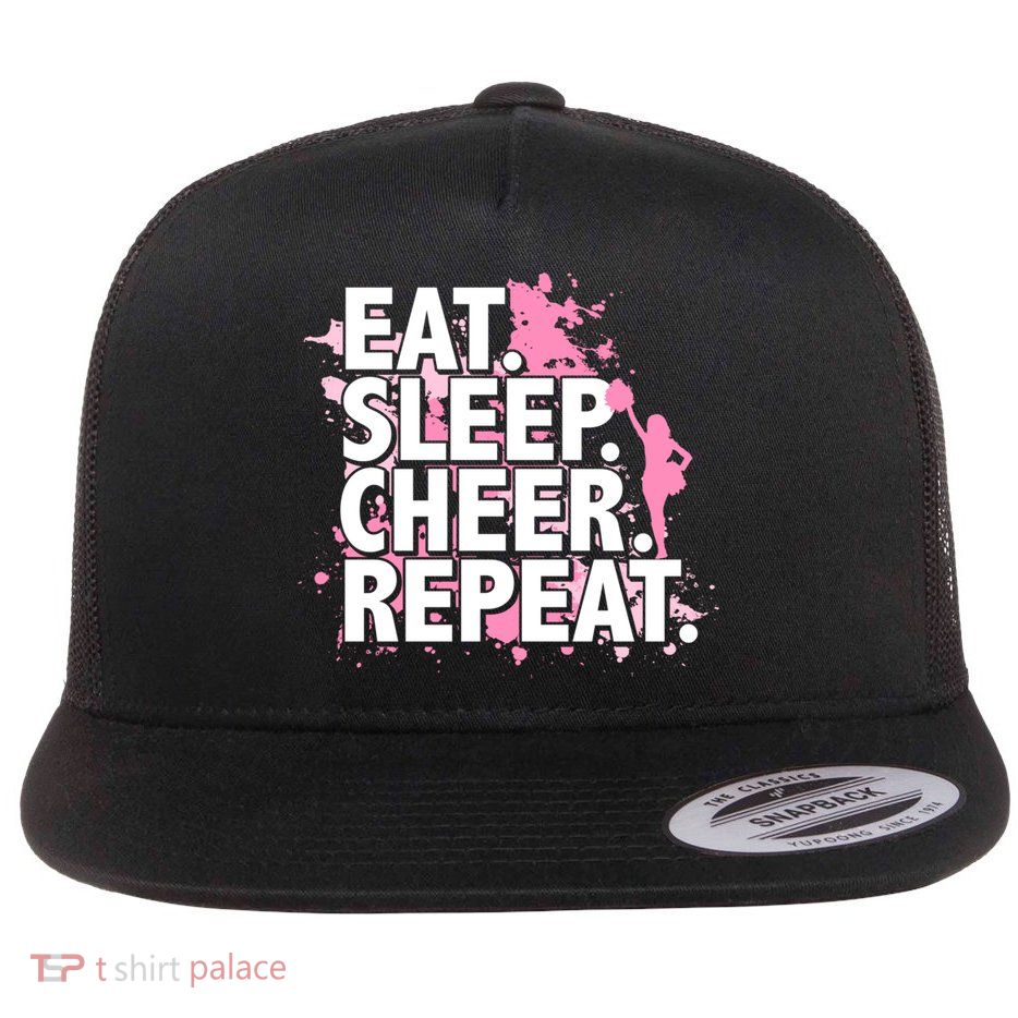 Eat Sleep Cheer Repeat Great Gift Flat Bill Trucker Hat