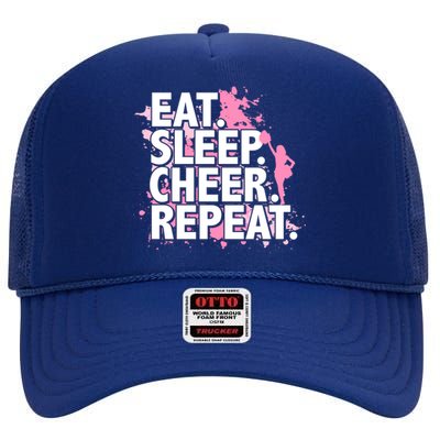 Eat Sleep Cheer Repeat Great Gift High Crown Mesh Back Trucker Hat