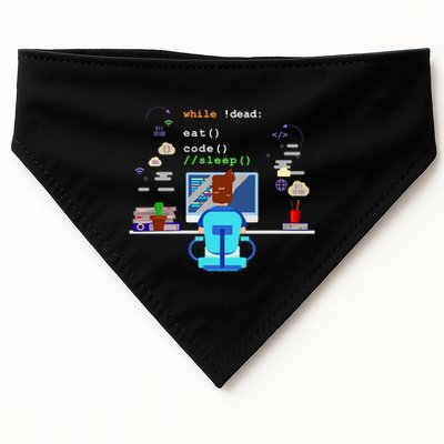 Eat Sleep Code Computer Science Programming Cute Gift USA-Made Doggie Bandana