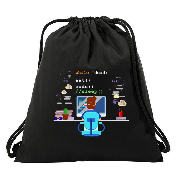 Eat Sleep Code Computer Science Programming Cute Gift Drawstring Bag