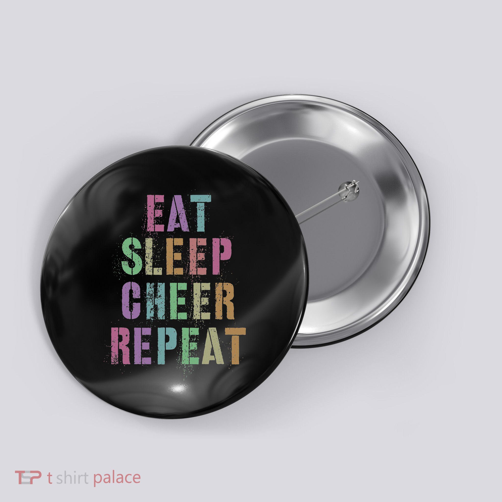 Eat Sleep Cheer Repeat Cheerleading Team Cheerleader Squad Button