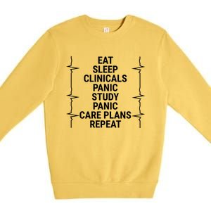 Eat Sleep Clinicals Funny Student Nurse Nursing School Gift Premium Crewneck Sweatshirt