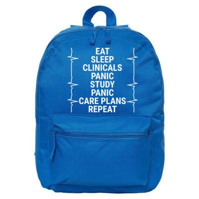 Eat Sleep Clinicals Funny Student Nurse Nursing School Gift 16 in Basic Backpack