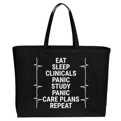 Eat Sleep Clinicals Funny Student Nurse Nursing School Gift Cotton Canvas Jumbo Tote