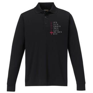 Eat Sleep Clinicals Panic Study Repeat Nurse Sutdent Nurse Funny Gift Performance Long Sleeve Polo