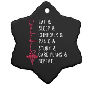 Eat Sleep Clinicals Panic Study Repeat Nurse Sutdent Nurse Funny Gift Ceramic Star Ornament