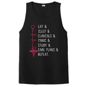 Eat Sleep Clinicals Panic Study Repeat Nurse Sutdent Nurse Funny Gift PosiCharge Competitor Tank