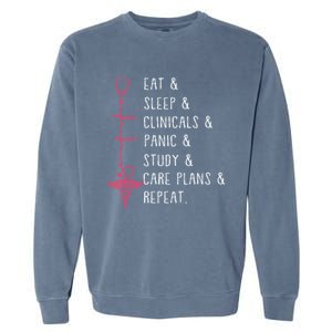 Eat Sleep Clinicals Panic Study Repeat Nurse Sutdent Nurse Funny Gift Garment-Dyed Sweatshirt