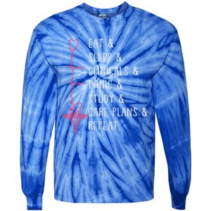 Eat Sleep Clinicals Panic Study Repeat Nurse Sutdent Nurse Funny Gift Tie-Dye Long Sleeve Shirt