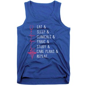 Eat Sleep Clinicals Panic Study Repeat Nurse Sutdent Nurse Funny Gift Tank Top