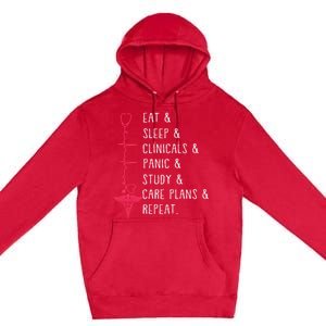 Eat Sleep Clinicals Panic Study Repeat Nurse Sutdent Nurse Funny Gift Premium Pullover Hoodie