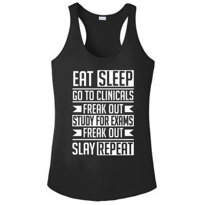 Eat Sleep Clinicals Repeat Funny Nursing School Student Meaningful Gift Ladies PosiCharge Competitor Racerback Tank