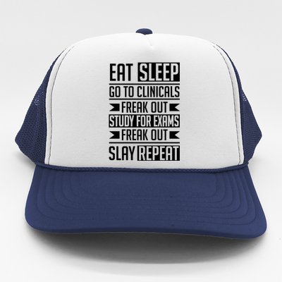 Eat Sleep Clinicals Repeat Funny Nursing School Student Meaningful Gift Trucker Hat