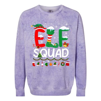 Elf Squad Christmas Family Matching Pajamas Funny Xmas Colorblast Crewneck Sweatshirt