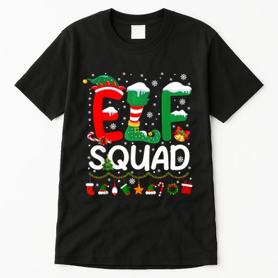 Elf Squad Christmas Family Matching Pajamas Funny Xmas Tall T-Shirt