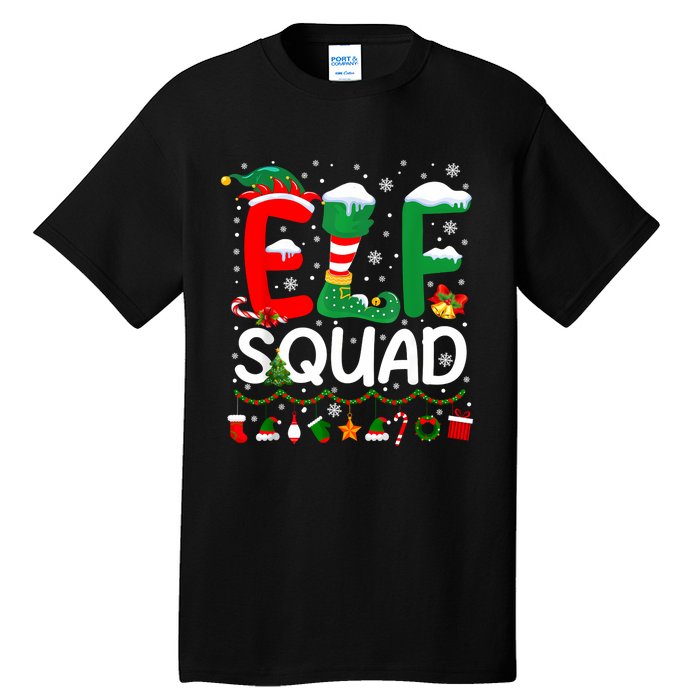 Elf Squad Christmas Family Matching Pajamas Funny Xmas Tall T-Shirt