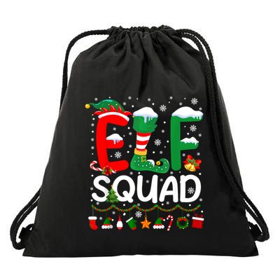 Elf Squad Christmas Family Matching Pajamas Funny Xmas Drawstring Bag