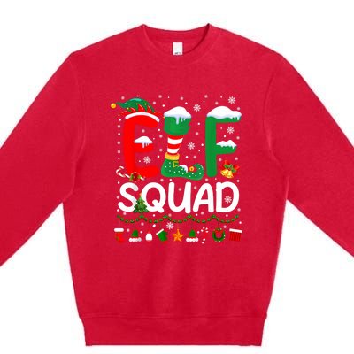 Elf Squad Christmas Family Matching Pajamas Funny Xmas Premium Crewneck Sweatshirt