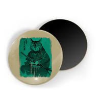 Epic Samurai Cat Warrior Ukiyo Ink Anime Vintage Art Style Magnet